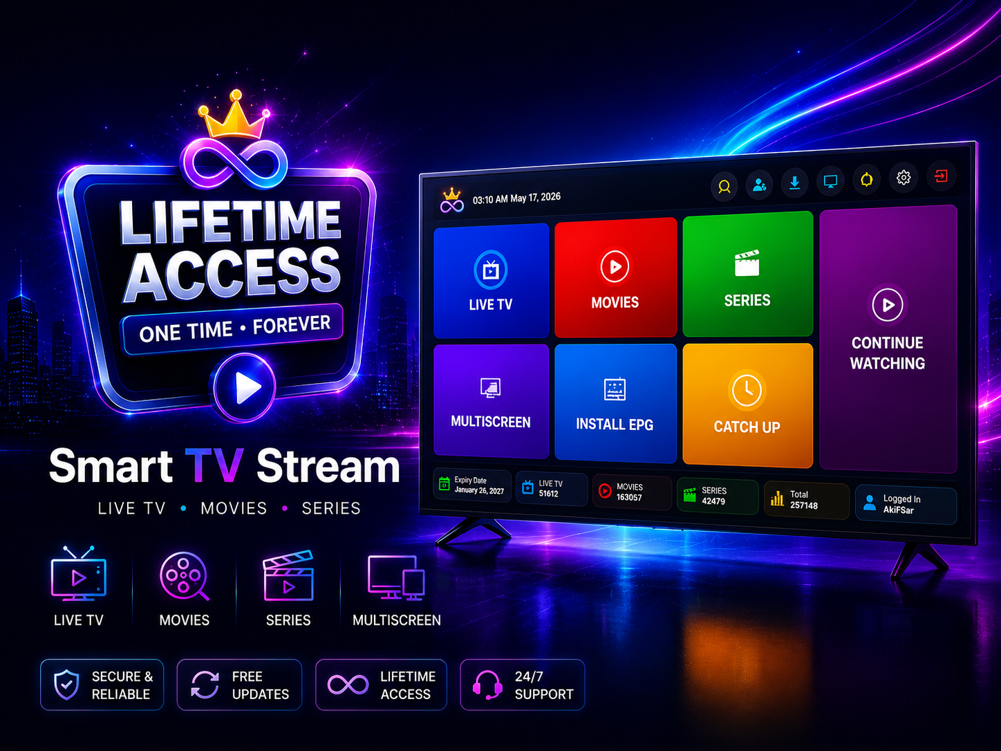 Smart IPTV Stream App — Live TV, Movies, Series on Smart TV